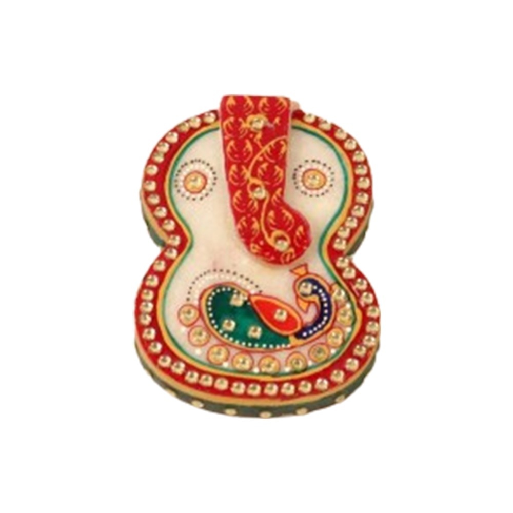 Marble Ganesh Handmade Kumkum Chopda Tray for Gift Home Decor